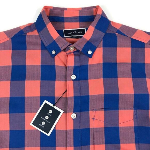 NEW Club Room Button Down Shirt Men's Small Buffalo Plaid Long Sleeve Stretch - Picture 2 of 9